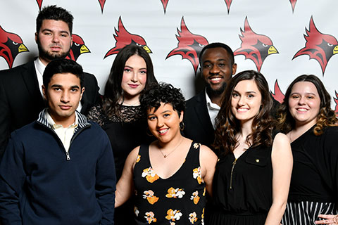 Group of students posing at Cardinal Awards