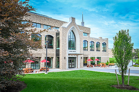 The entrance to Lavery Library at Fisher.